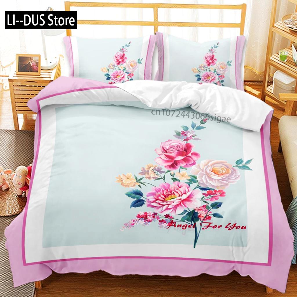 Flower Duvet Cover Set Microfiber Blooming Flowers Gift Flower Theme Bedding Set For Adults Double Queen King Size Quilt Cover