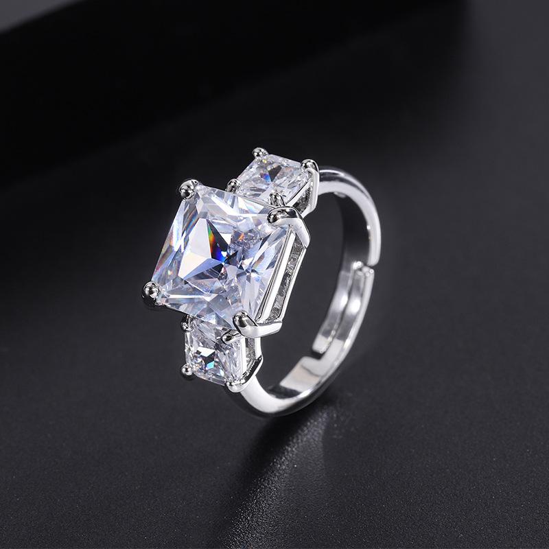 

Кольцо с квадратным белым бриллиантом, женское модное открытое кольцо