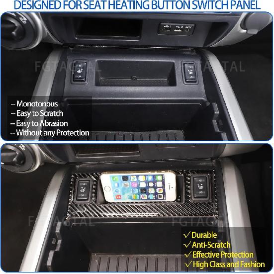 Soft Carbon Fiber Center Console Seat Heating Button Switch Trim Sticker Fit for Nissan Titan 2016-2023, Console Heating Button Panel Trim Cover