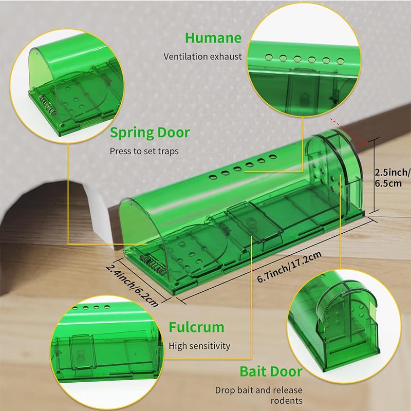1pcs Human Mouse Traps Reusable Indoor Outdoor Mouse Trap with Cage Brush Rodent Trap High Sensitive Death for Indoor/Outdoor