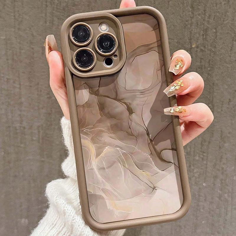 Чехол для телефона с мраморной текстурой для iPhone 17 16 15 14 13 12 11 Pro Max XS X XR 7 8 Plus 16E 17 Air Ударопрочный Конфетный Мягкий Чехол iPhone 13 Pro Max brown