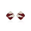 Ankara Red Color Blocked Square Elegance Stud Earring for Women Korean Sweet Ear Wedding Party Jewelry