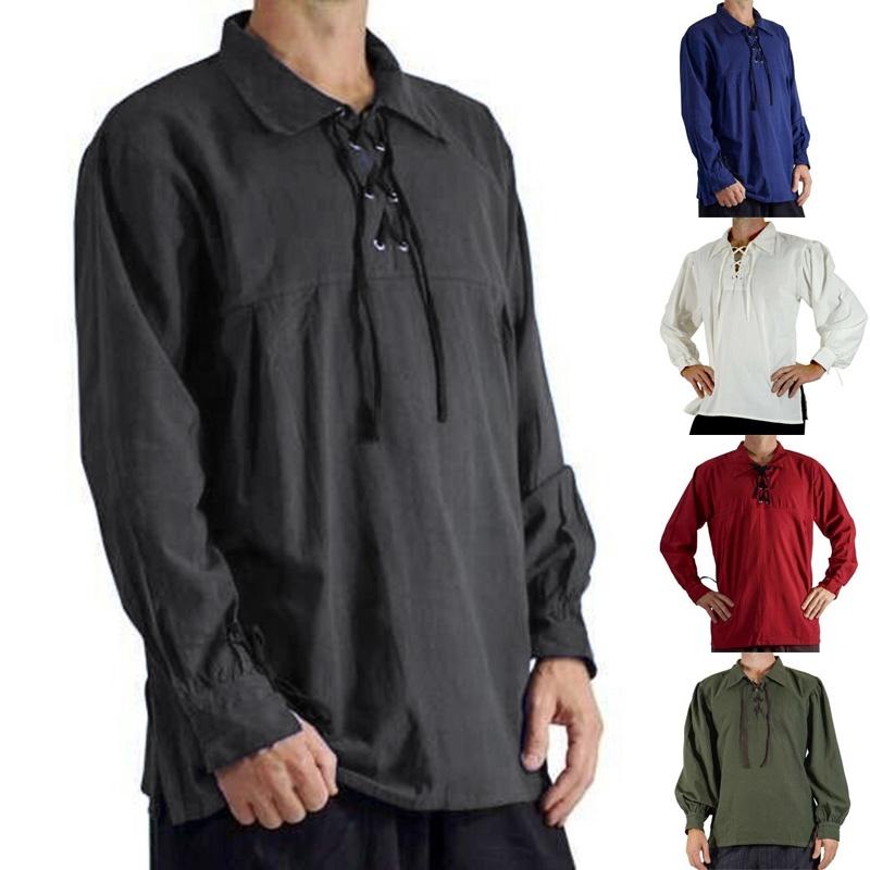 Soft And Comfortable Medieval Style Pirate Shirt For Men With Wide Cuff Sleeves