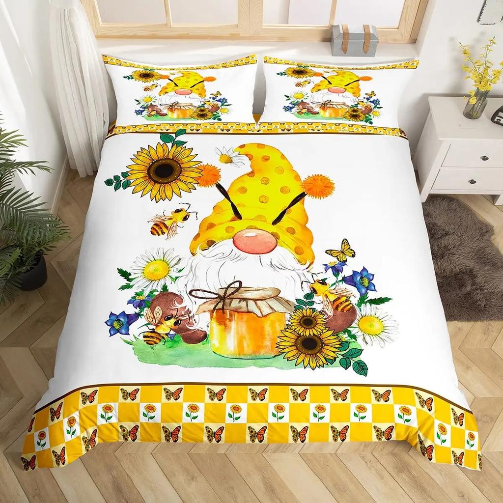 Rosa Vårblomma Kung Drottning Påslakan Tomtar Sängklädesset Akvarell Fjäril Blommig Täcke Polyester Quiltöverkast