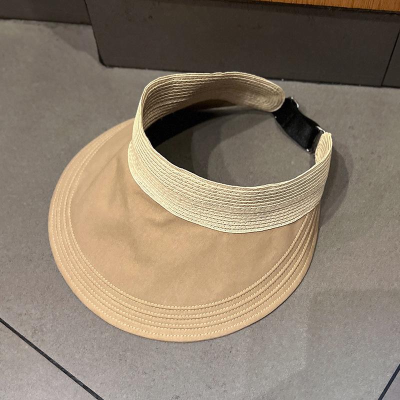 New Summer for Women's Large Brim Empty Top Straw Hat Outdoor Foldable UV Protection Sunshade Hats Fashion Vacation Beach Cap