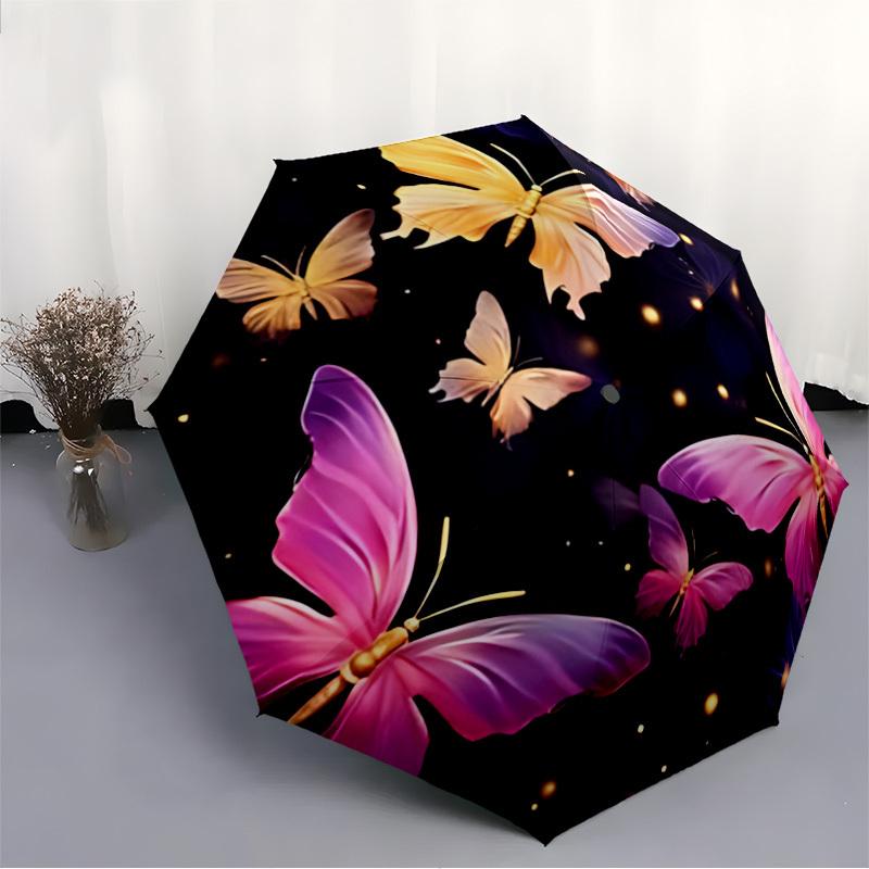 1 ud. Paraguas Automático Plegable Compacto Mariposa Fantasía, Paraguas Portátil para Todas las Estaciones para Mujeres/Hombres F1124205