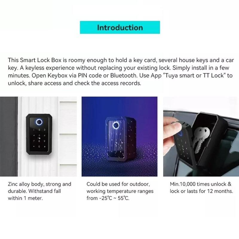 Portable Smart Fingerprint Digital Key Box TT Lock Security Password Boxes Inteligente Electronic Lock Boxes