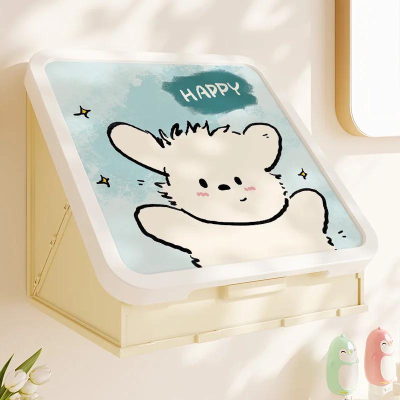 

Waterproof Bathroom Painting Storage Rack Folding Storage Rack Bathroom Punch-free Wall-mounted Mural Storage Cabinet