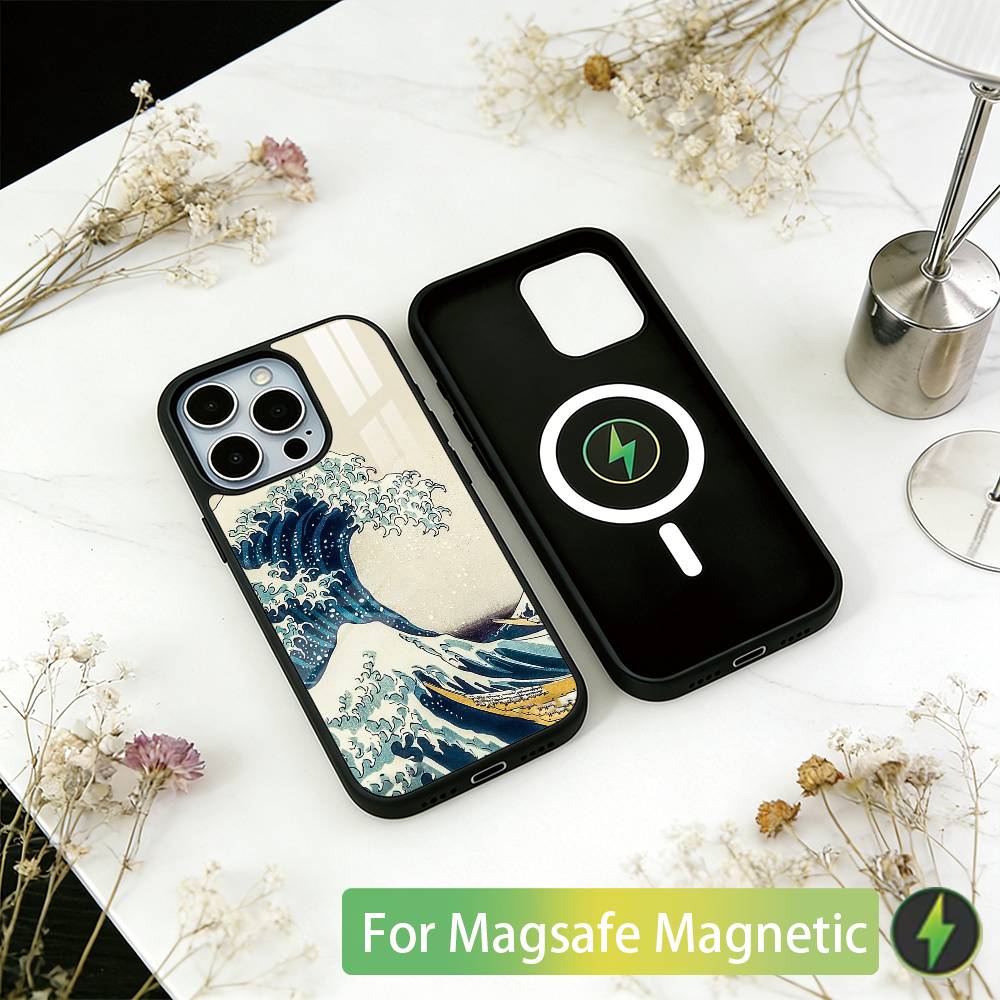 

The Great Wave Off Kanagawa Phone Case For iPhone17,16,15,14,13,12,11 Plus,Pro Magnetic with Magsafe Wireless Charging iPhone11