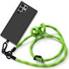 Protective Case - BOOLING - for Samsung Galaxy S23 Ultra - Black Silicone - Shockproof - Removable Green Lanyard