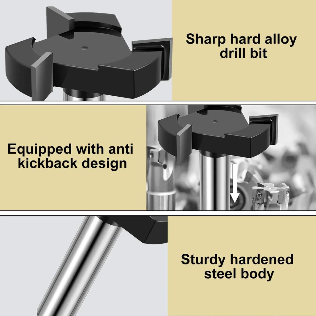 1/2inch Shank CNC Spoilboard Surfacing Router Bit Carbide 3-Wing Woodworking Slab Flattening Router Bit Professional Wood Planer
