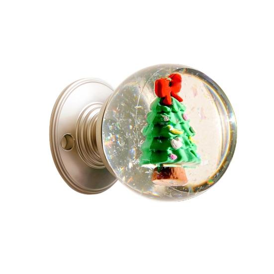 Door Knob Vintage Xmas Tress Santa Claus Transparent Faux Crystal