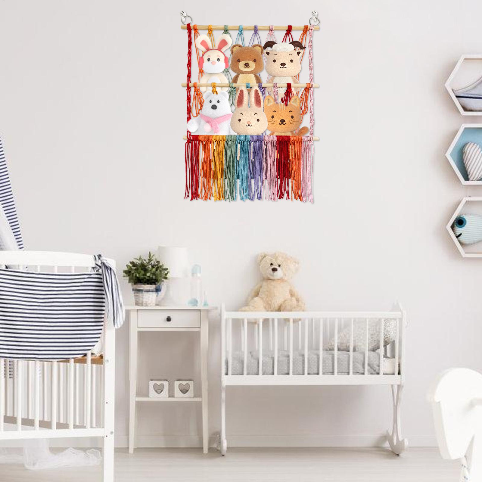 

Stuffed Animal Net Boho Macrame 2-Layer Hammock Stuffed Animal Holder Plush Storage For Bedroom Nursery Kids Room Living Room China Mainland