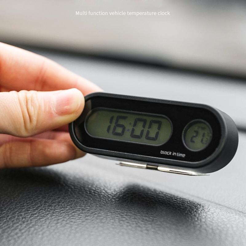 Car Auto LCD Display 2 In 1 Mini Car Digital Clock Thermometer for Time Monitor Portable Electronic LED Display Only Cel
