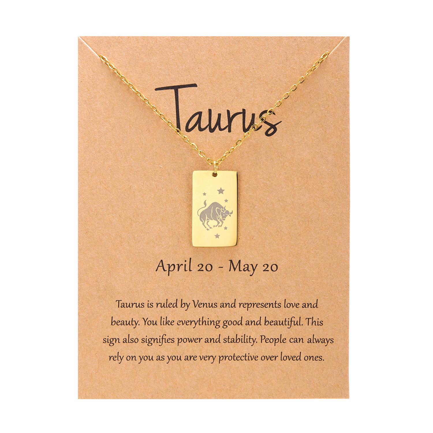 

Twelve Constellations Birthday Flower Necklace Female Stainless Steel Square Pendant Clavicle Chain Makeup Taurus