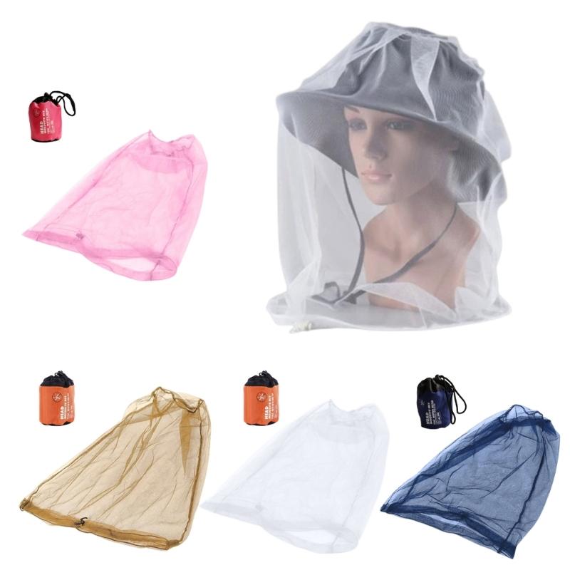 Mosquito Head Net Fine Mesh Insect Netting Head Net Hat Anti-Mosquitos Fishing Mesh Cap Camping Durable Protective Cover