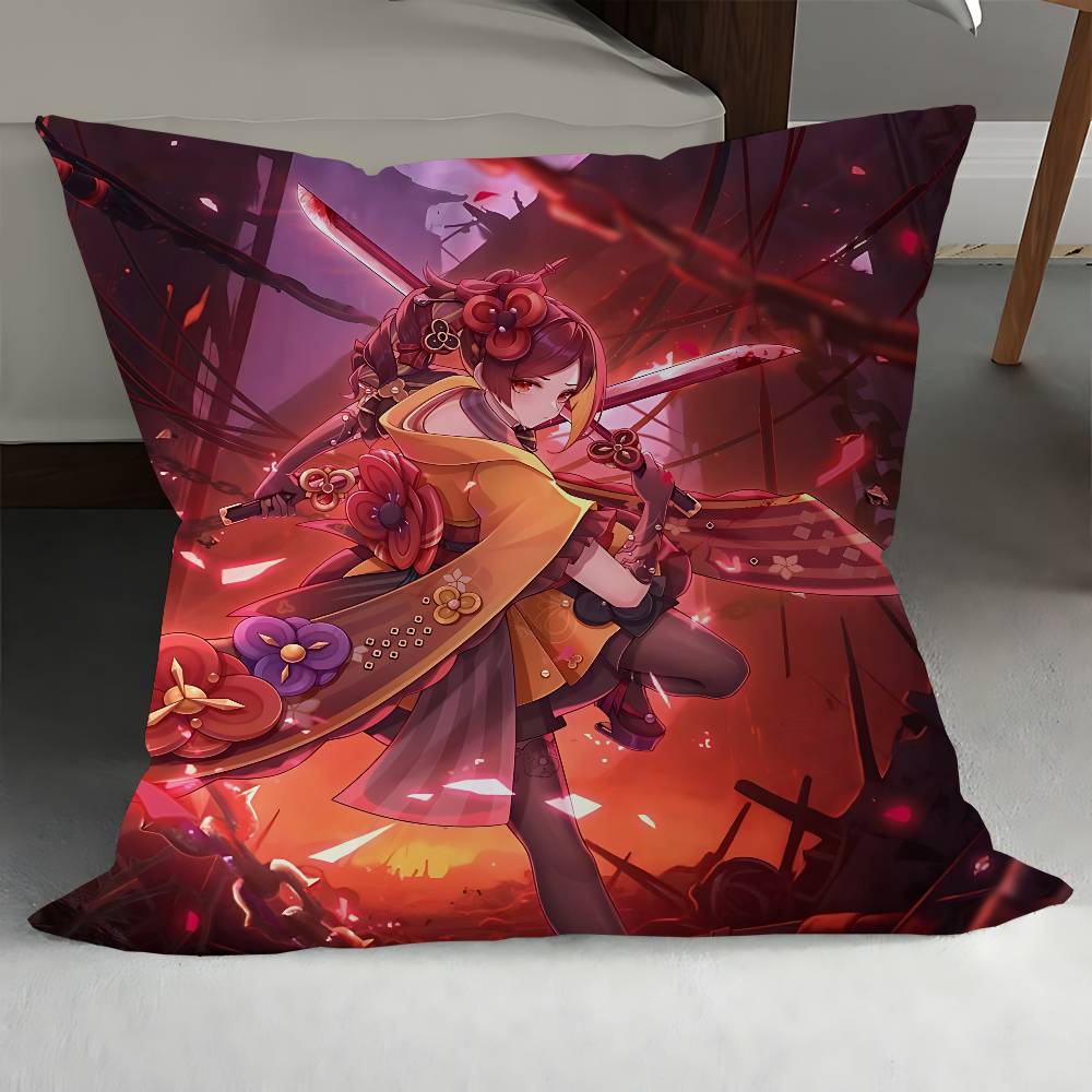 Genshin Chiori Pillow Covers Cartoon Sofa Decorative Home Double-sided Printing Short Plush Cute Cushion Cover