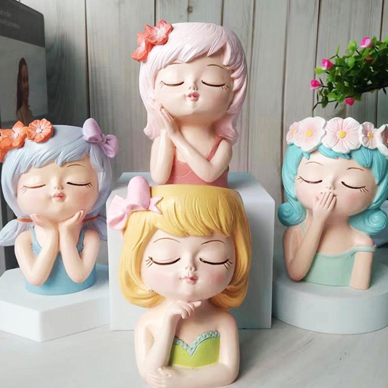 Face Planters Pots Tabletop Decorative Decor Flower Vase Statue Fairy Flowerpot For Cafe Kitchen Drawing Room Bedroom Office
