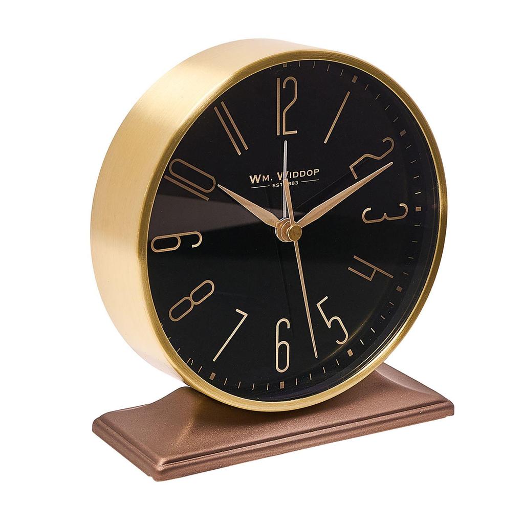 Wm.Widdop Black & Gold Mantel Alarm Clock