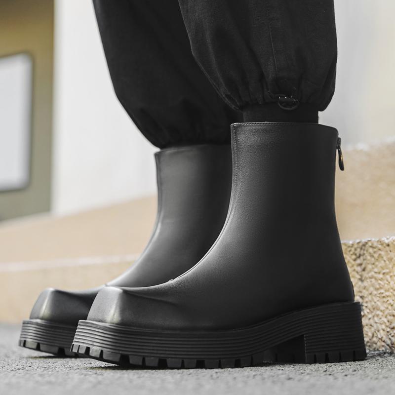 Fashion Casual men's thick soled boots Fashion designer's New style Outdoor leisure party Trendy Youth Hairstylist Nightclub Shoes