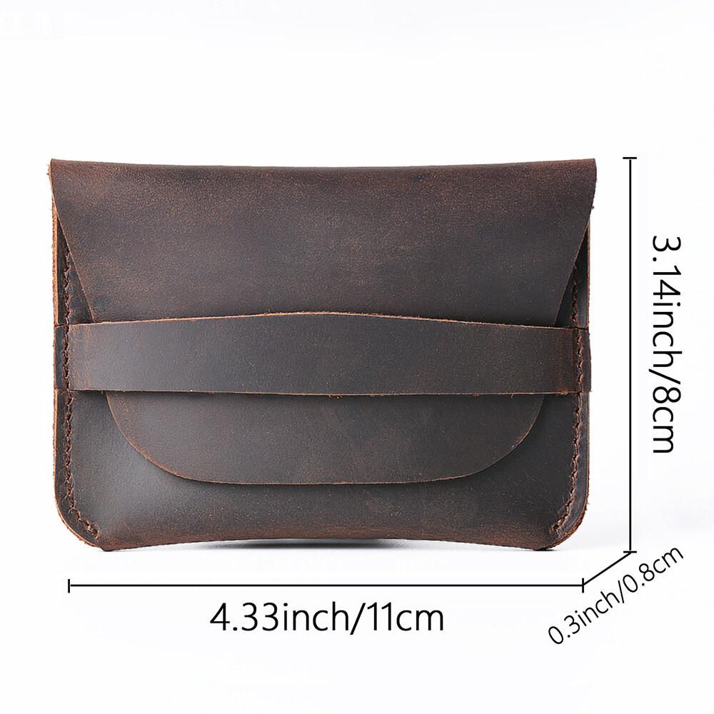 Husă din piele Crazy Horse, lucrată manual, retro, pentru carduri de identitate, ultra-subțire și compactă, pentru carduri de credit