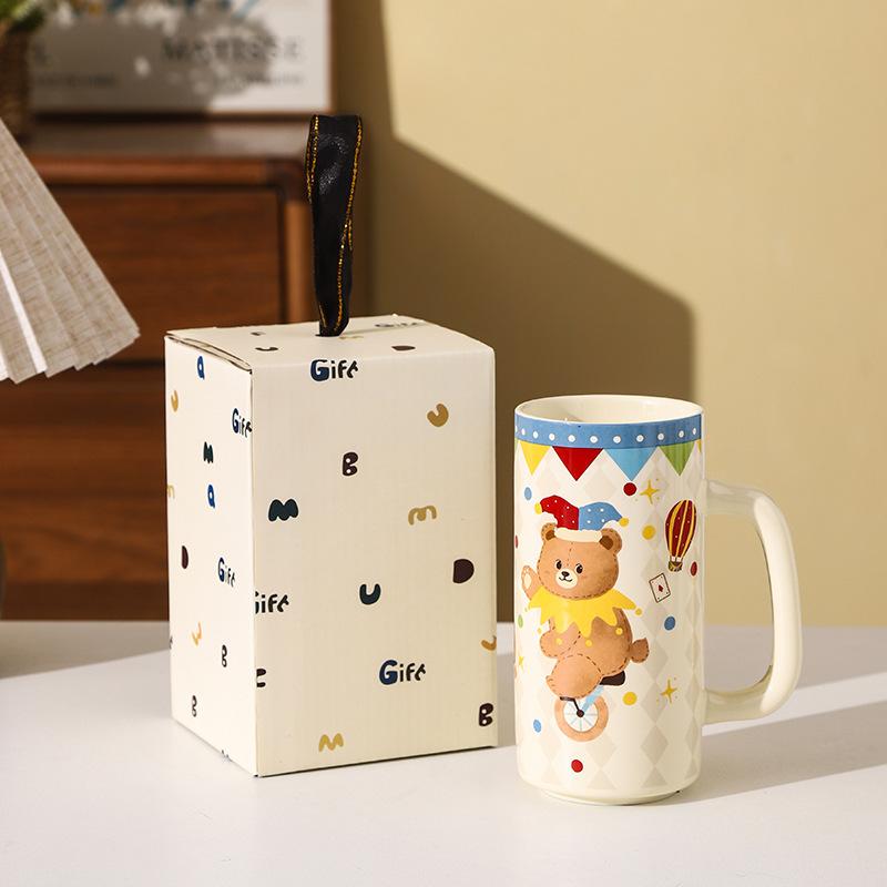 Circus Valoare mare Cană dreaptă Cană de lapte Suvenir activitate Desene animate Copii Distracție Ceramică Cană de apă Cană Cadou