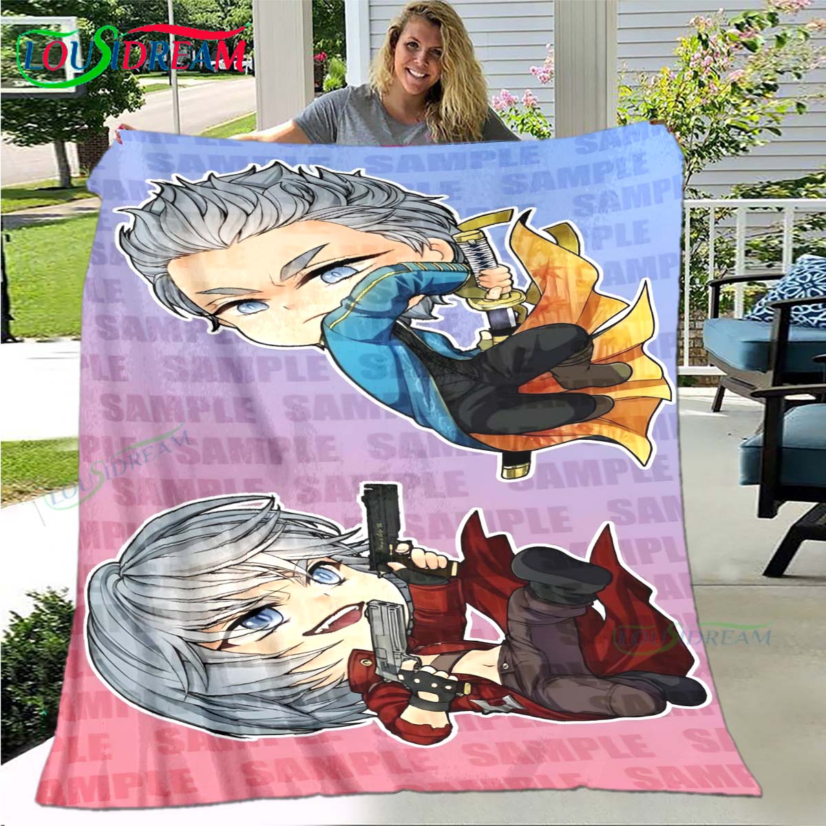 Модный гобелен Devil May Cry Постер игры Одеяло на четыре сезона Чехол на диван Постельное белье для путешествий Плюшевое одеяло Одеяло для офисного перерыва Подарок 75x90cm