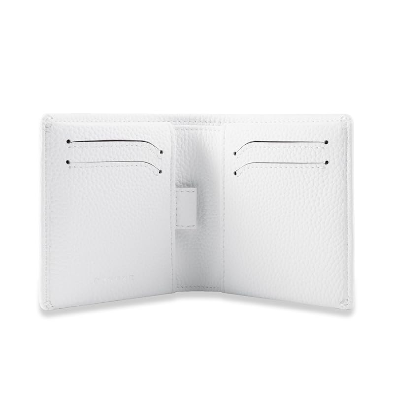 

[COGURE] Kogre wallet bi-fold mini wallet genuine leather shrink calf leather wallet coin purse card holder unisex with gift box COPM02-White white