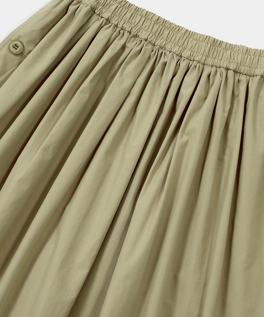 COLUMBIA UNIVERSITY All-Round Pleats Cotton Long Skirts Beige