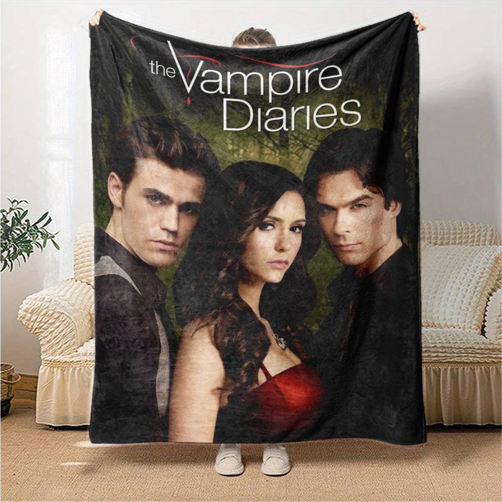 Vampire Diaries TV Show Poster Print Flannel Blanket Soft Warm Throw Blanket Pop Culture Fan Home Decor for Sofa Bedroom Travel