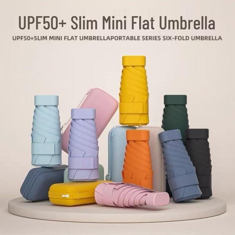 Compact Dual-Use Sun Protection Umbrella - Anti-UV Black Glue, Portable for Rain or Shine