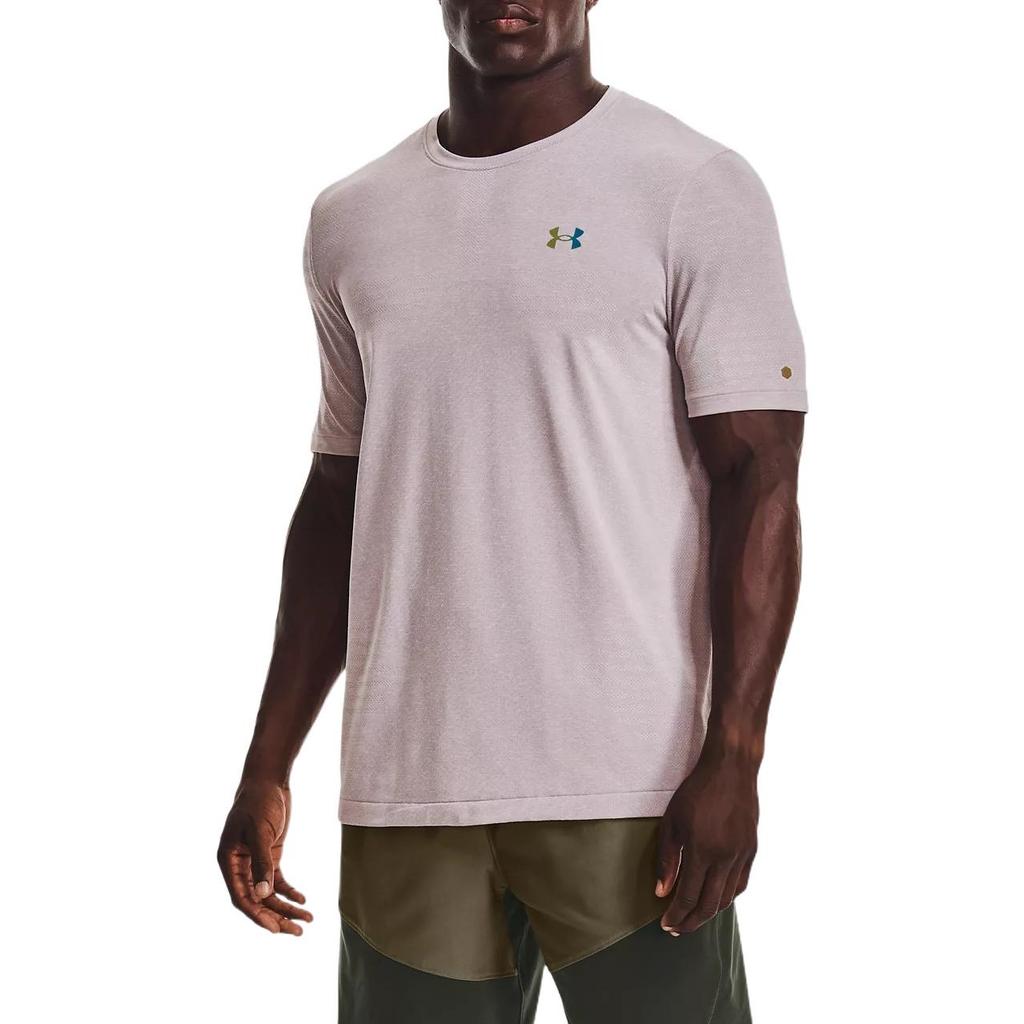 Under Armour RUSH Set In Sleeve T Shirt Men's Limestone White 1370441-279