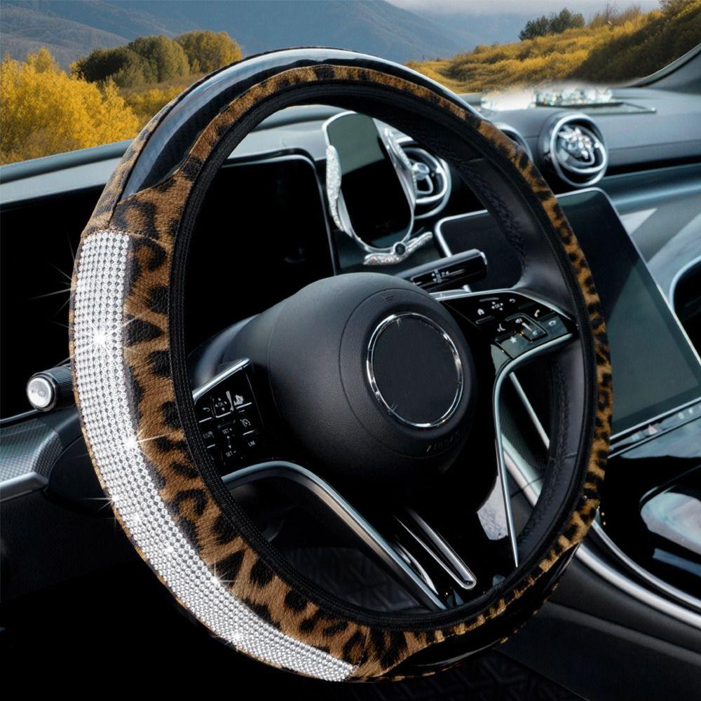 High-End Leopard-Print Leather Car Steering Wheel Cover Interior Car Accessories