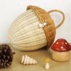 Rattan Woven Mushroom Basket Hand Woven Wicker Boxes Vacation Picnic Baskets Bohemian Portable Storage Boxes Sundries Organizer
