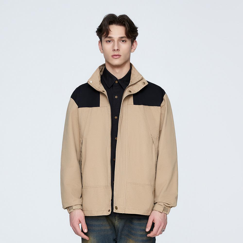 

Spring and Autumn New Men s Charge Jacket Top Contrast Color Design Windproof Versatile Trendy Personality XXXXL