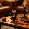 Vintage Tabletop Centerpieces Wooden Halloween Figurine with Lantern, Pumpkin Scarecrow Skeleton Mummy Ghost Witch Indoor Holiday Party Supplies