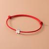S925 Sterlingsilber Verstellbares Armband für Damen, Blumen, Rotes Band, Kleeblatt, Feiner Schmuck, Minimalistische Accessoires