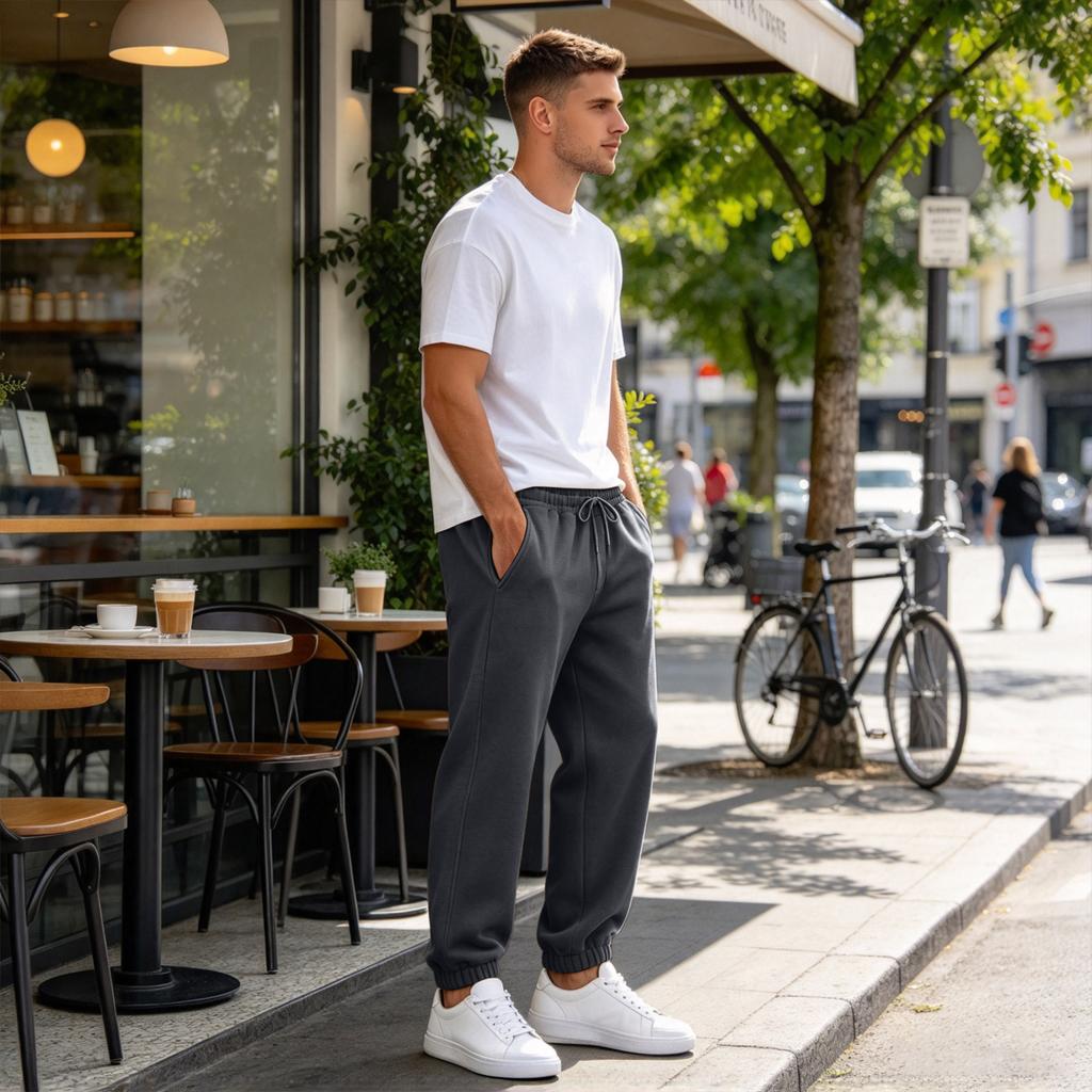 Men's Color Sweatpants with Elastic Waist, Loose Fit Tapered Jogger Pants for Athletic and Casual Wear