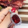 Heavy Industry High-End Artificial Ruby Pendant Large Necklace Fashion Exaggerated Temperamental Royal Sapphire Colored Gems Jewelry for Women