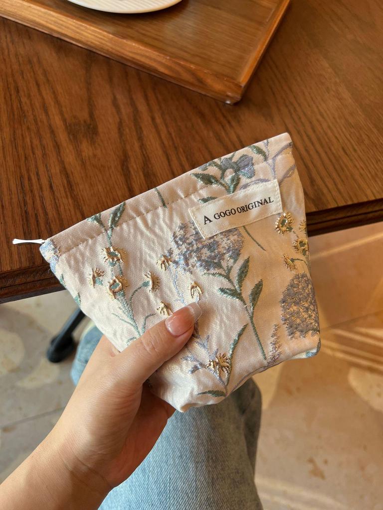 Girls' Small Canvas Makeup and Toiletry Bag with Zipper for Lipstick and Pencils