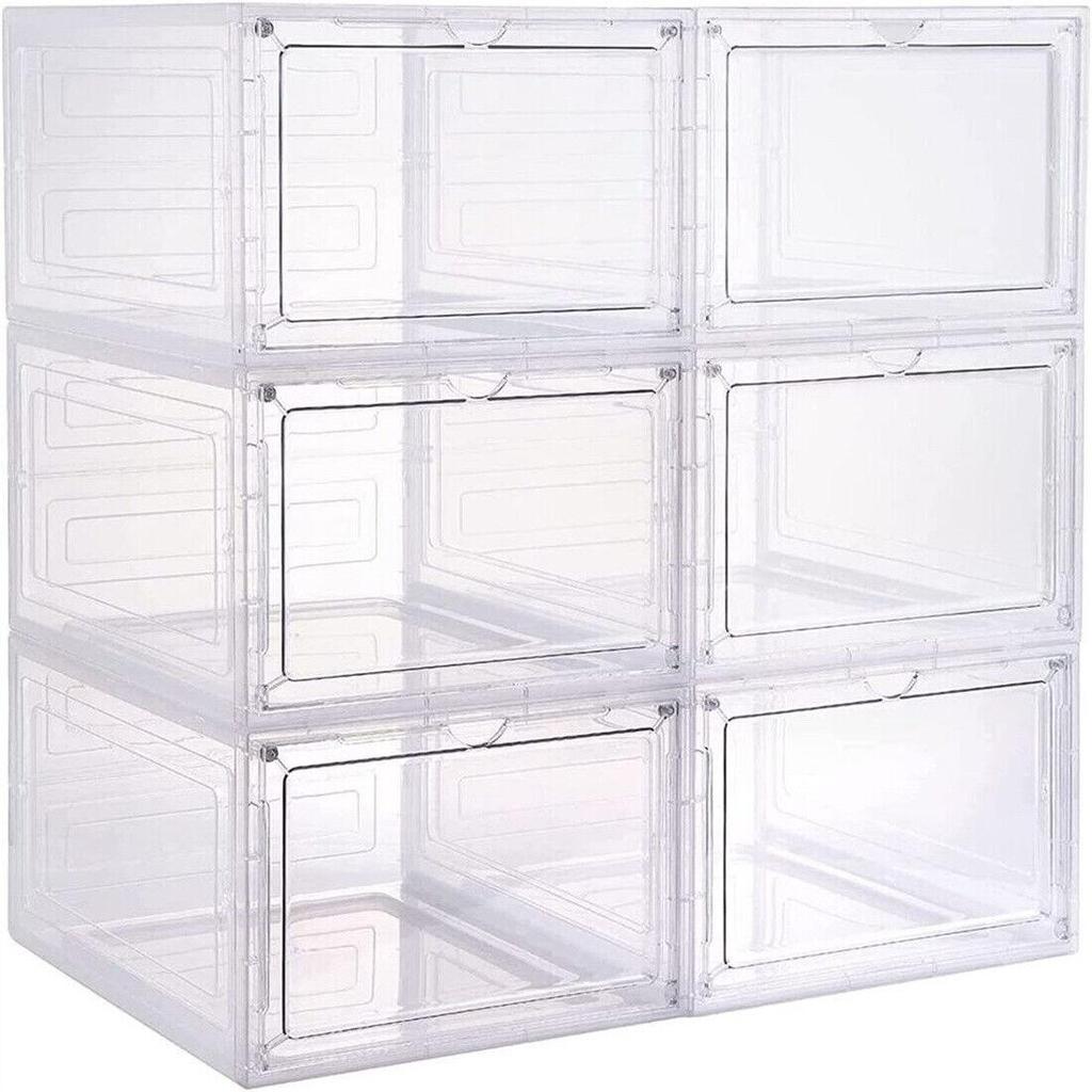 Stackable Shoe Box with Magnetic Door, Clear PP Material, 34.5cm L x 27cm W x 19cm H