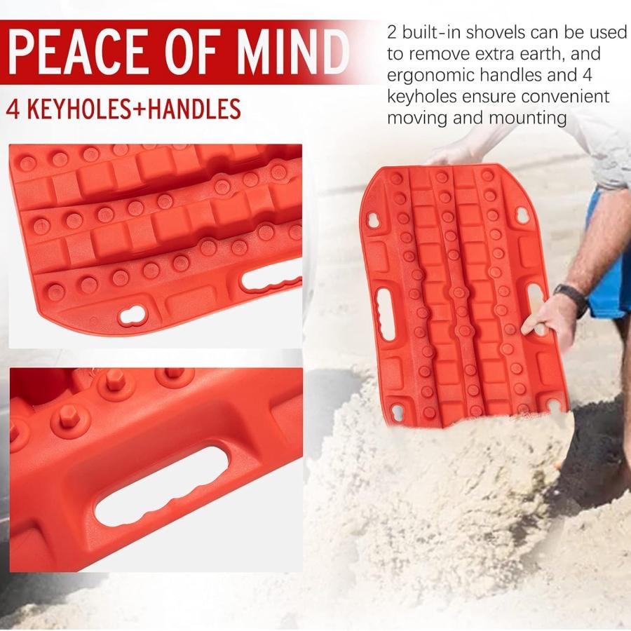 2PCS Off Road Traction Boards 58CM Short Recovery Track Traction Mat for 4WD Mud Sand Snow Ramps Tire Traction Tool Red Black