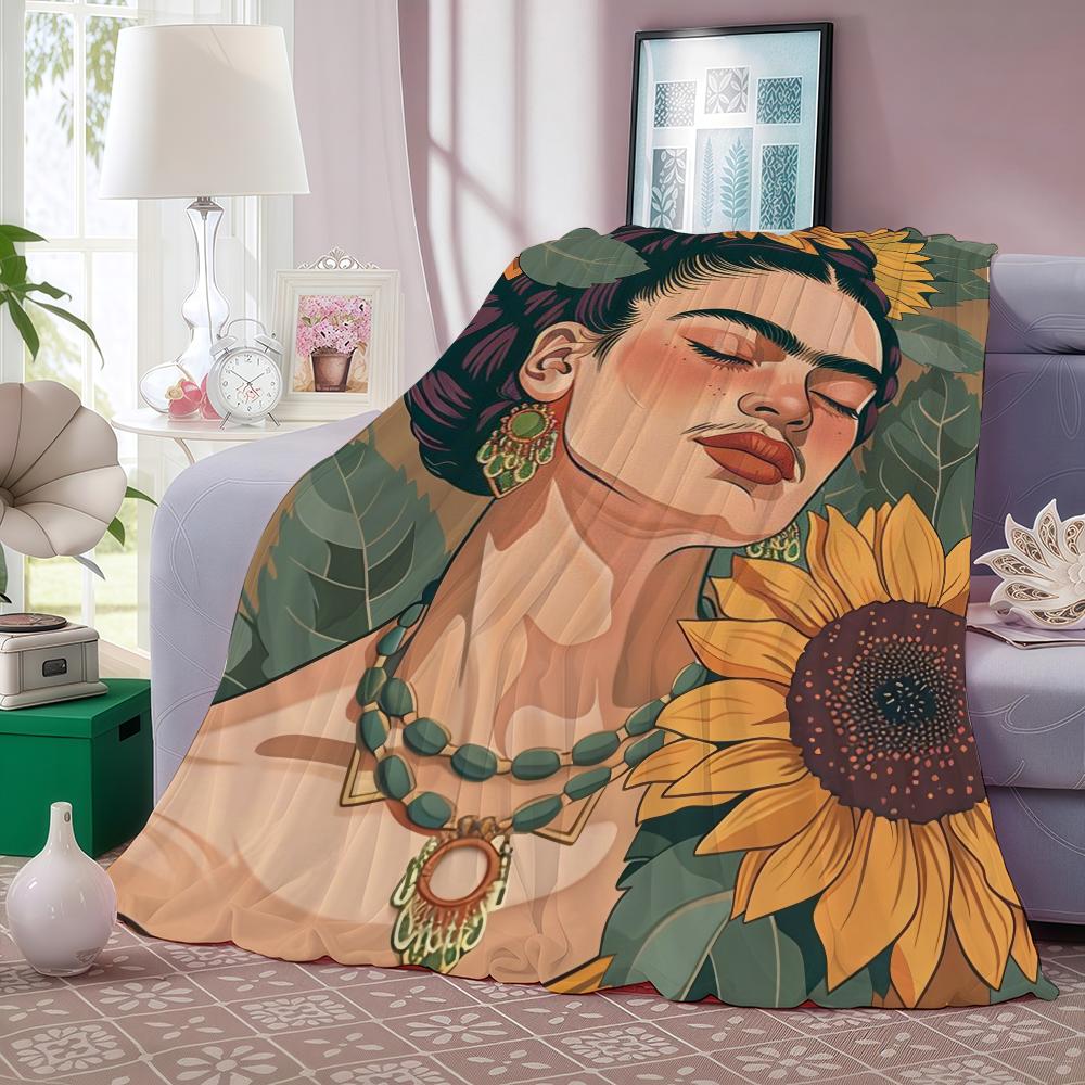 F-Frida K-Kahlo Kunstdecke Warm Und Weich Geeignet Für Schlafzimmer Wohnzimmer Schlafsofa Büro Reisen Camping
