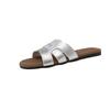 2025 Summer Thick New Heel Slippers Women's New Square Head Low Heel Word European and American Casual Fashion Cool Slippers Women's Shoes
