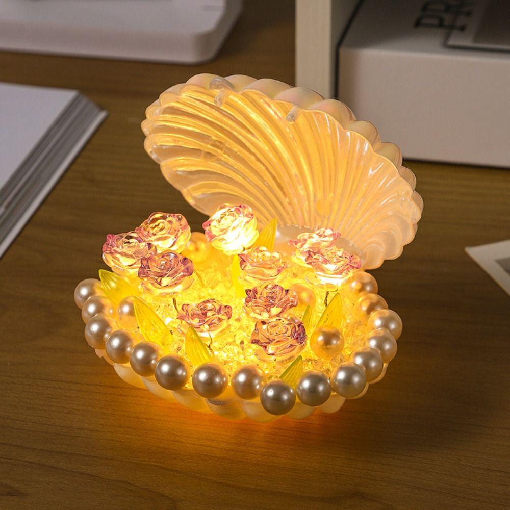 Handmade Shell Night Light DIY Flower Lamp Girl Mom Girlfriend Decorative Light  Birthday Gift