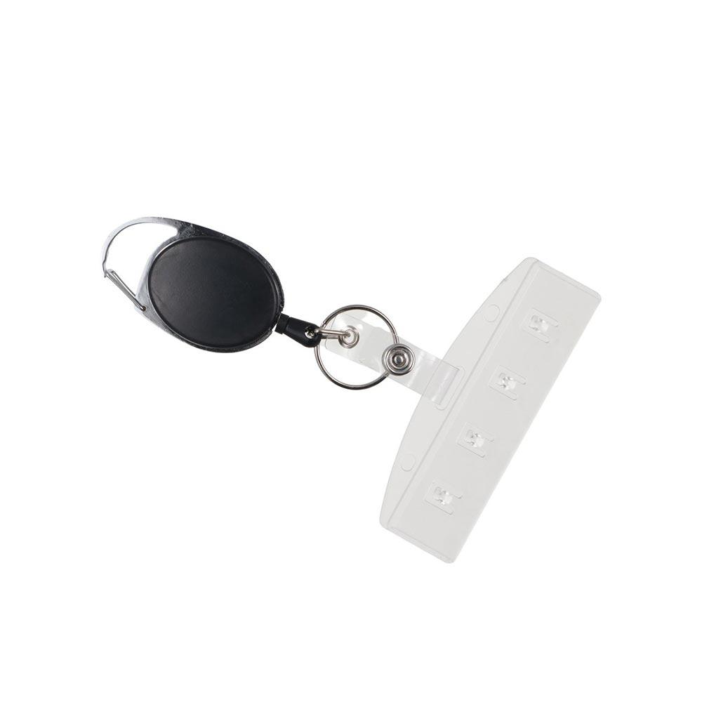 Horizontal Retractable Badge Reel Easy Pull Buckle Name Card Cover Key Chain Holders