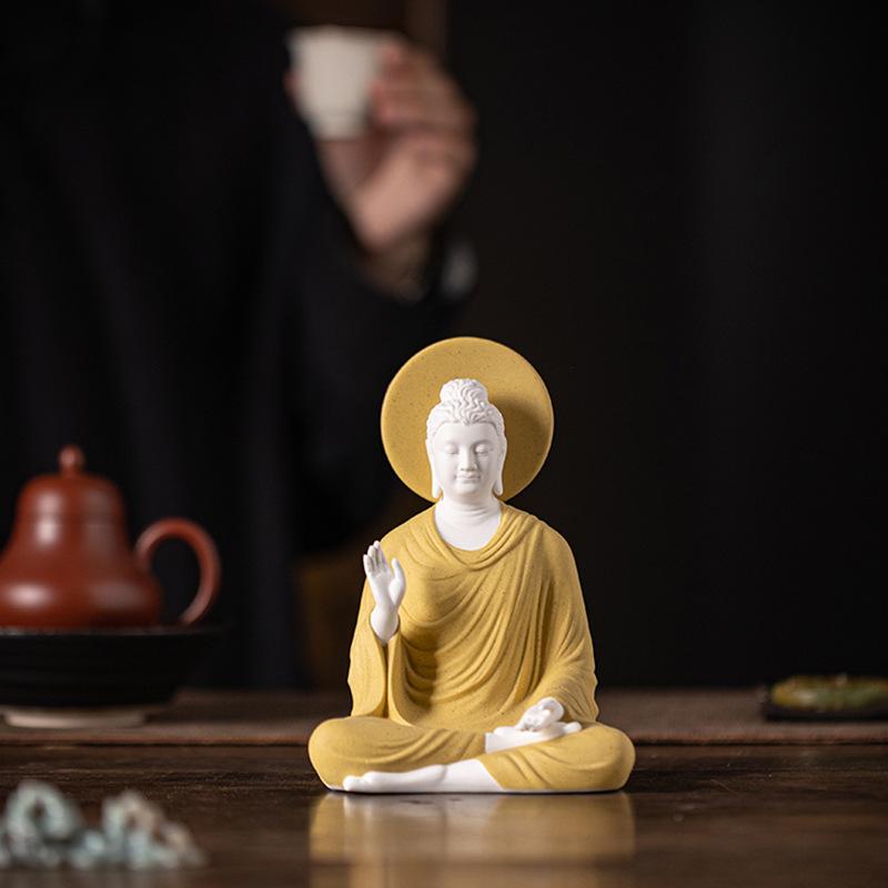 Buddha Statue Tathagata Buddha Figure Sakyamuni Large Buddha Statue Ceramic Lamp Circle Customized For Incense Porch Home Decor
