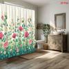 1pc Floral Botanical Garden Shower Curtain with 12 Hooks - Blooming Flowers Bath Tub Drapery, Machine Washable Suitable for Ba