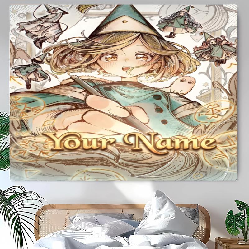 Witch Hat Atelier Tapestry with Custom Name Wall Hanging Room Background Cloth Home Decor Beach Mat Yoga Mat Sofa Bed Sheet