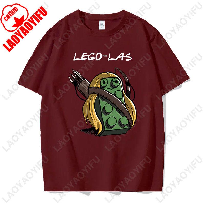 Funny Anime Cartoons Lego-las Printed T-shirt Humor Style Summer Fashion Short-sleev T Shirt Y2k Streetwear Cotton Tee Camisetas